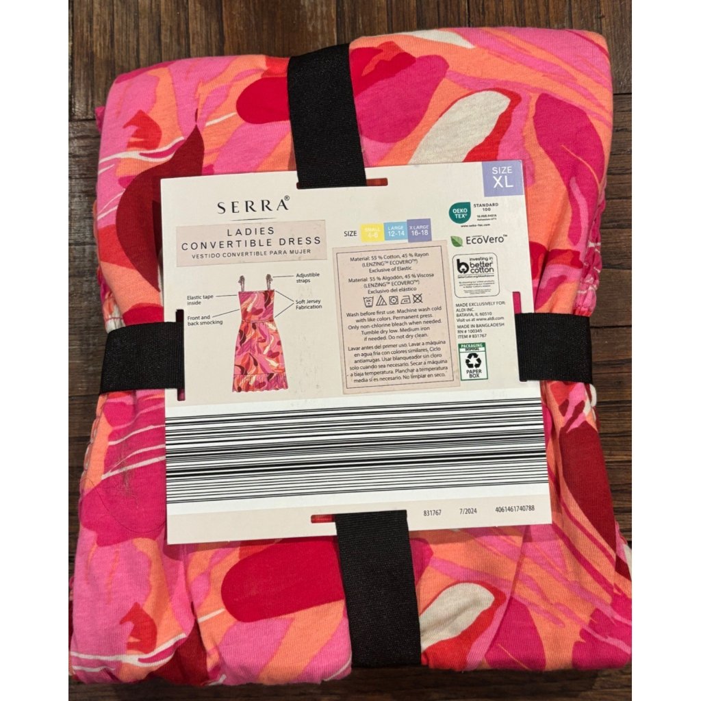 Serra Xl Convertible Dress Pink/Orange Strapless Halter Skirt Adjustable Straps — image 3 of 4